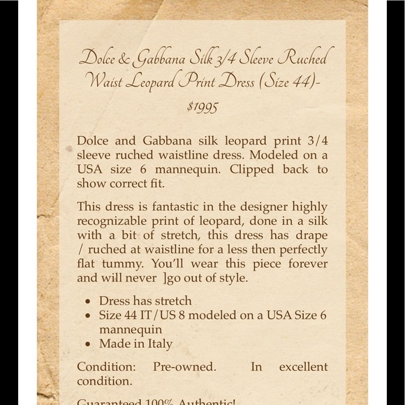 Dolce&Gabbana Leopard 3/4 Sleeve Ruched  Dress - Picture 10 of 10